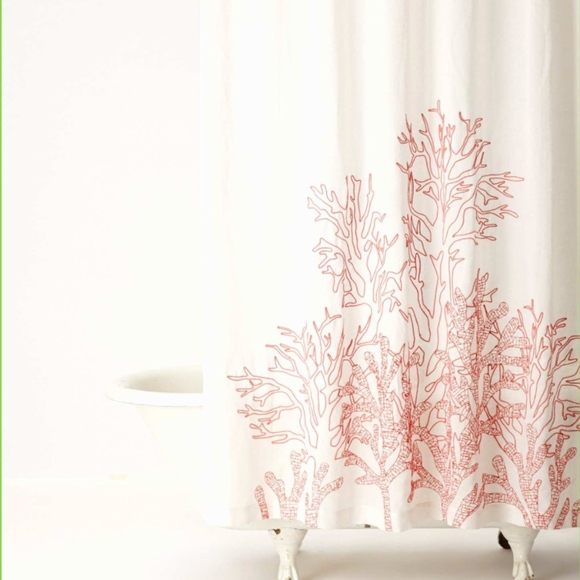 Anthropologie Bath Coral Shower Curtain Poshmark